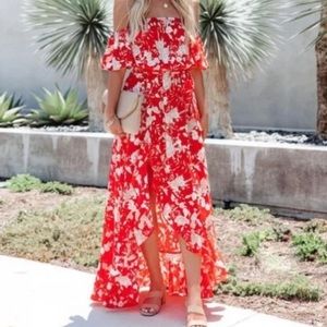 NWOT Vici Azalea High Low Off The Shoulder Maxi Dress